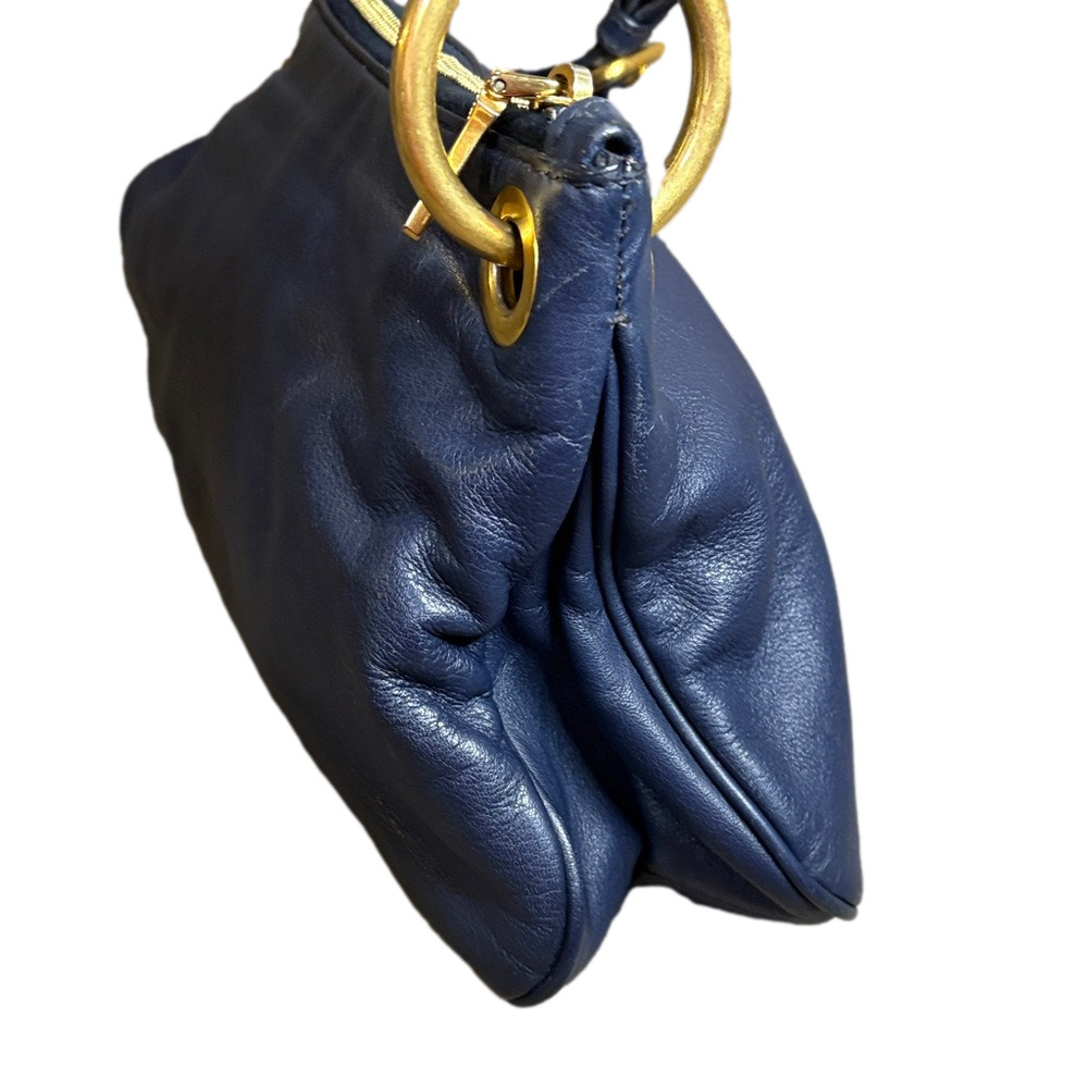 Prada Navy Blue Soft Calf Leather Shoulder Bag Authentic Italy|COA - Picture 4 of 9